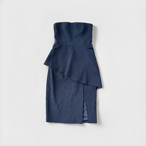 Jay Godfrey Navy Blue Midi Dress Dize 4 Formal Strapless Designer Pencil